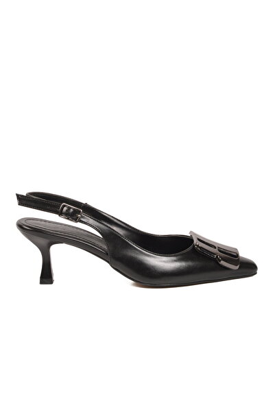 FLORİN Black Thin Short Heeled Women's Evening Dress Shoes 26751 Z