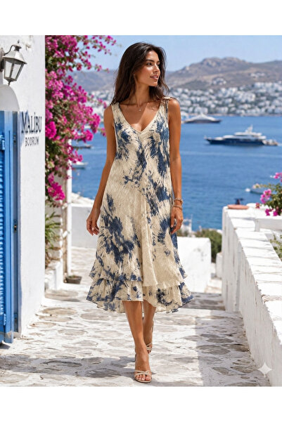 Hale Shop İtalyan Keten Kalın Askılı Elbise