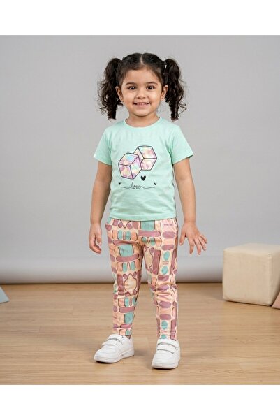 Ege Bebek Devojčice letnje tajice i majica sa printom za 2-3-4-5-6-7-8-9 godi...