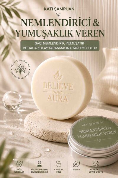 Believe Your Aura Deeply Moisturizing Softening Solid Shampoo - Argan Oil Alo...