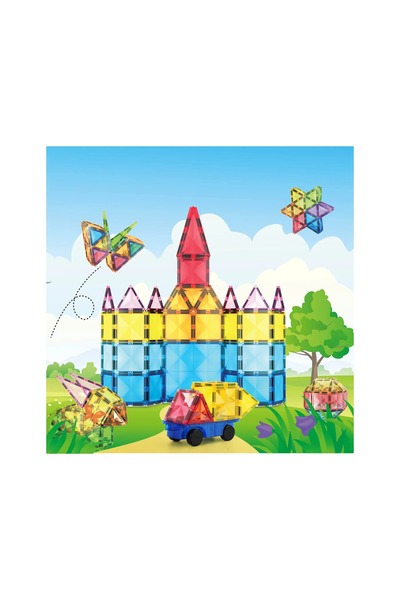 PicassoTiles PICASSO TILES Diamond cu masinuta, magnetic, set de constructie,...