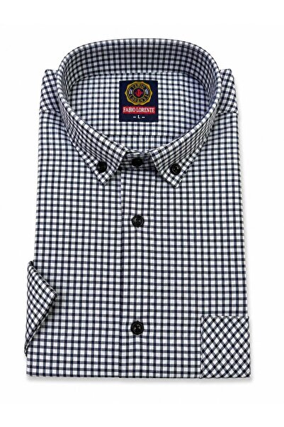 Kuraff Giyim Baba Kare Patterned Single Pocket Short Sleeve Shirt