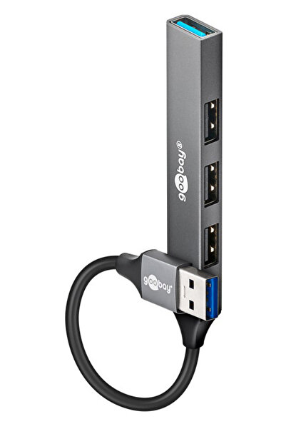 goobay Διανομέας USB με 4 θύρες USB 3.2 με σύνδεση USB-A, Γκρι