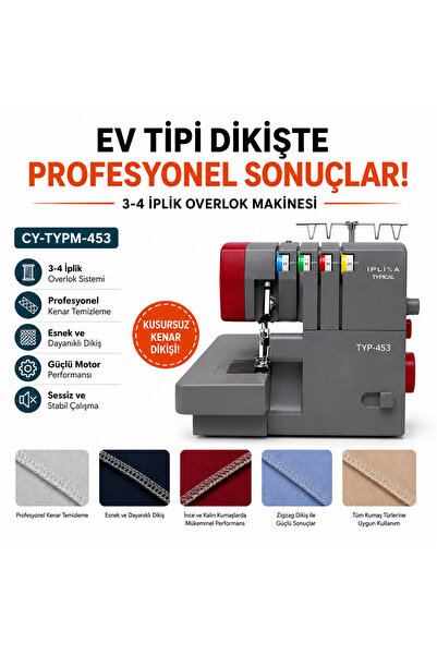 İPLİXA Typeak Overlok Makinesi 3-4 Iplik Ev Tipi Dikiş Makinası – Profesyonel...