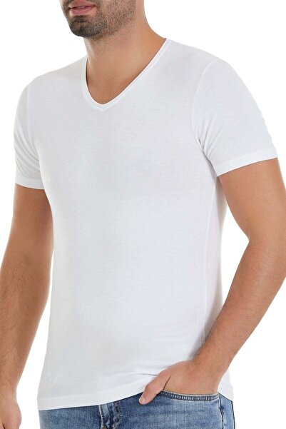YILDIZ Bamboo V-Neck Men's T-Shirt White