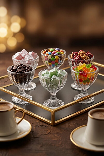 grandora 6-Piece Modern-Looking Stylish Glass Coffee Side Tray with Stand – 5...