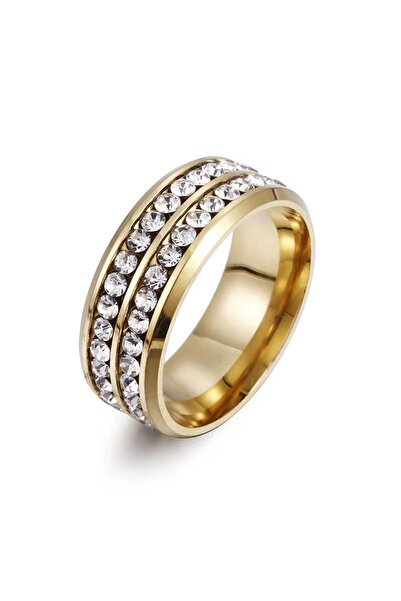 Black Season Double Zircon Ring Classic Steel Size 5-8 |   Black Season