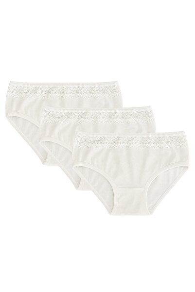 YILDIZ Lycra Thin Lace Girls' Panties Ecru 3-Pack