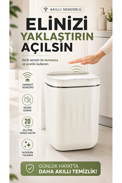 genel üretim Otomatik Açılıp Kapanan Kapak Sensörlü Çöp Kutusu 20 Litre İç Ha...