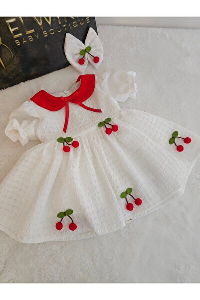 Elwirababyboutiqe φόρεμα με λεπτομέρειες από λευκό κεράσι