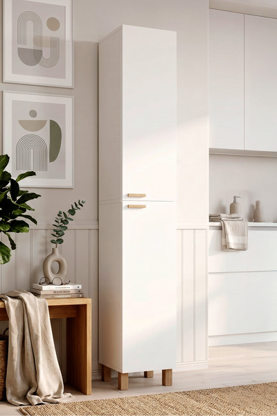 Yurudesign Oslo 2 Kapaklı 8 Raflı Ahşap Ayaklı Çok Amaçlı Mutfak Kiler Erzak ...