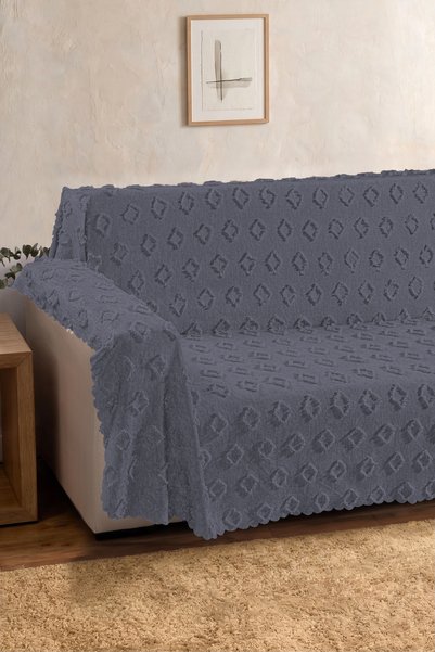 Zühre Home Arm Covering Sofa Cover |   Self-Embossed Geometric Patterned |   Multi-Purpose Cover, Bedspread |   180X300