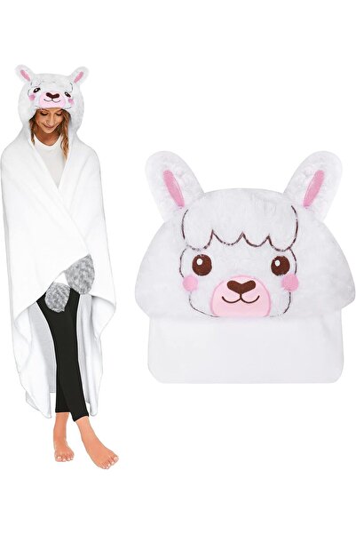 ALTERA Pătură cu glugă din lână alpaca, cu imprimeu labe și gheare, pentru va...