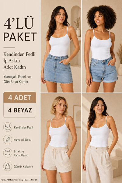 Loule Women's 95% Cotton Strapless Padded 4-Piece Basic Undershirt - Flexible...
