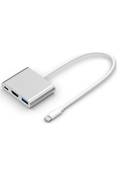 POWERTECH Σταθμός σύνδεσης USB-C με HDMI 4K PD Ασημί (CAB-UC 004)