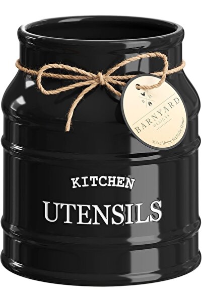 Barnyard Designs Ceramic Farmhouse Utensil Holder for Kitchen Counter, Large ...