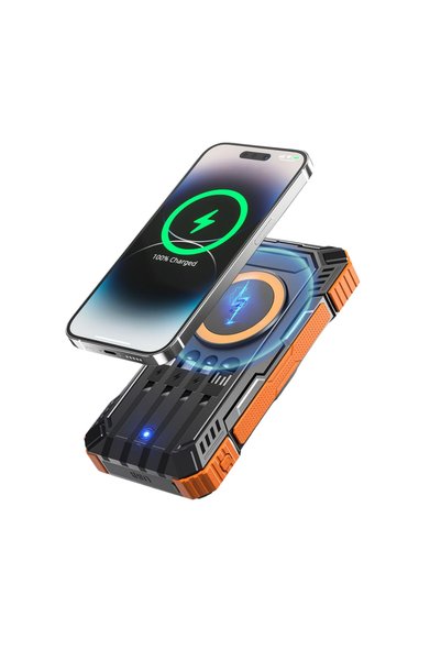 Genel Markalar 20000 mAh Powerbank Güneş Enerjili Kablosuz Şarj Hızlı Şarj Taşınabilir Batarya
