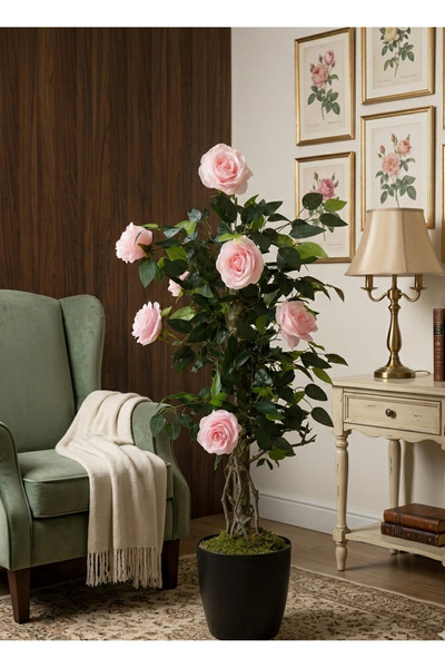 Cennet Home Bella Rosa Pembe Gül Ağacı 90 cm 9 Güllü Doğal Görünümlü Yapay Ağaç