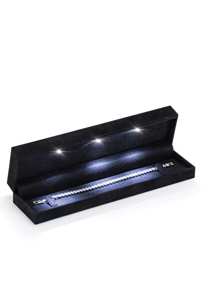 Vompack LED Işıklı Lüks Kumaş Kaplı Tesbih & Bileklik & Mücevher Takı Kutusu