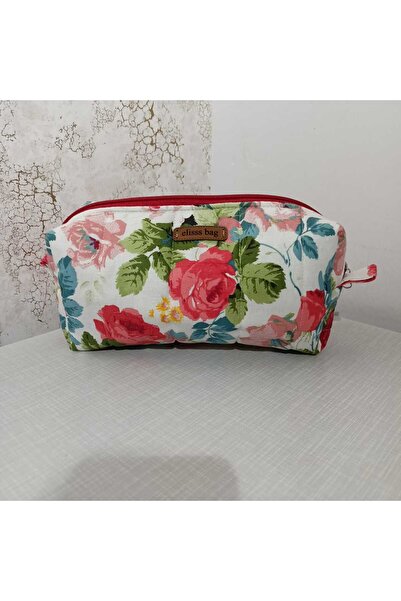 Elisss Design Women's Floral Patterned Makeup Bag White Fluffy Bag Organizer,...