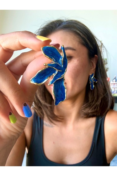 Merishe Jewerly Gold Blue Enamel Swallow Antiallergic Non-Tarnish Ultra Light...