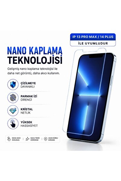 Powerfox واقي شاشة نانو زجاجي متوافق مع iPhone 13 Pro Max/14 Plus |   مقاومة ...