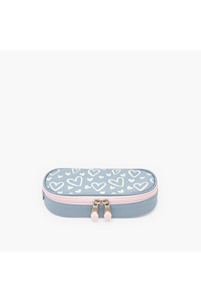 ST Right St.Right Heart Print Pencil Case with Zip Closure