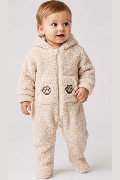 Cantoy Wellsoft Baby Romper with Ears and Hood - with Paw Detail