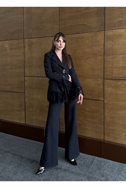 sasilva Dantel Detaylı Blazer Kadın Takım 9050