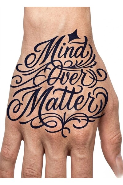 pivok Mind Over Matter Yazılı Yarı Kalıcı Dövme – Motivasyon Temalı 1 Ay Kalı...