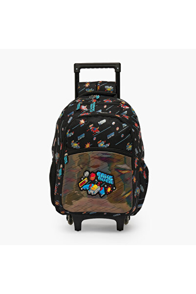 Lifestyle Game Print School Trolley Bag for Boys 5-8 Years with Zip Closure -...