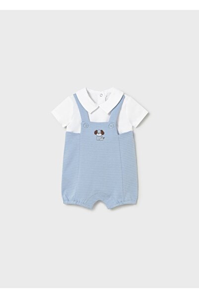 MAYORAL Baby Boy Blue Dog Detailed Short Jumpsuit