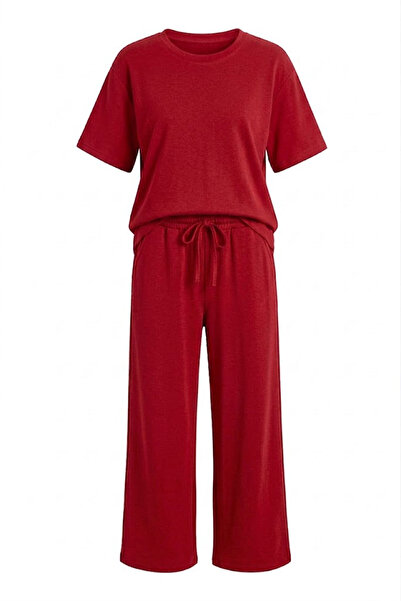 Ruby Crew Neck Basic Set Red