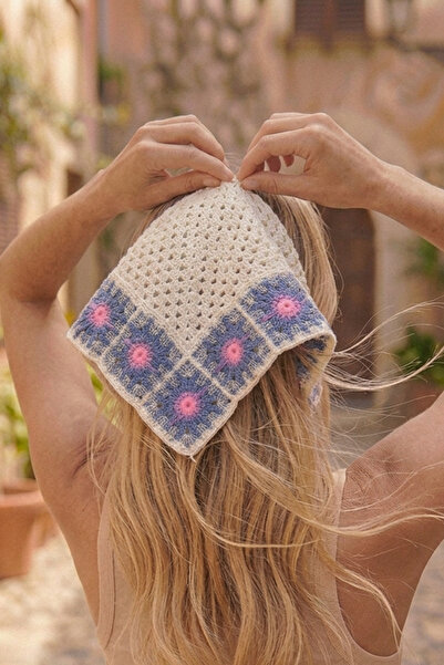 cix short tagline Kadın File Örgü Bandana Yazlık Delikli Triko Saç Bandanası Plaj Uyumlu