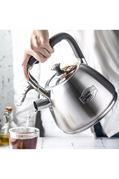 Klausberg Fierbător pentru gaz și inducție, din oțel, cu fluier, 3 L, argintiu.