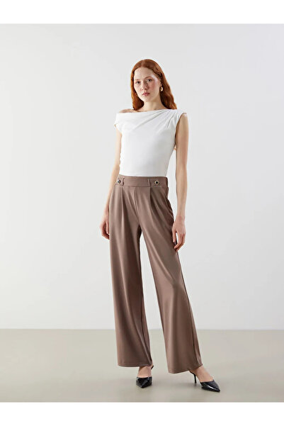 LC Waikiki Brown Elastic Waist Women's Trousers