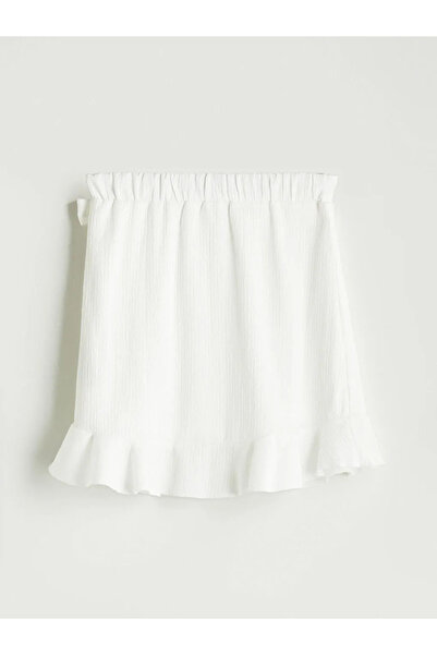 LC Waikiki White Elastic Waist Ruffled Mini Skirt