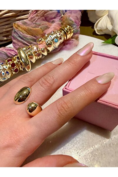 Merishe Jewerly خاتم ذهبي مزدوج حلزوني مقوس قابل للتعديل ومقاوم للصدأ