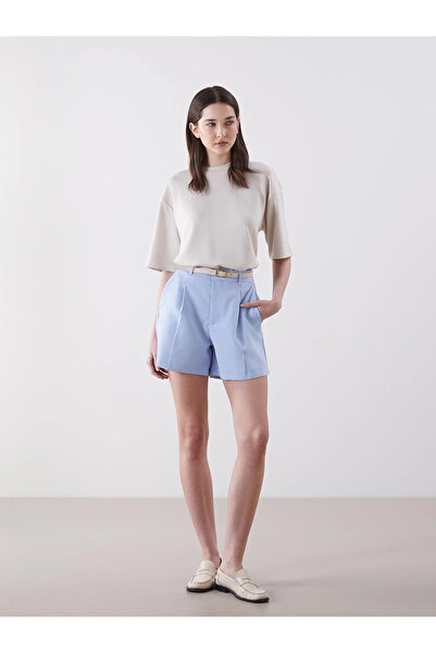 LC Waikiki Blue Women's Shorts with Waist Belt