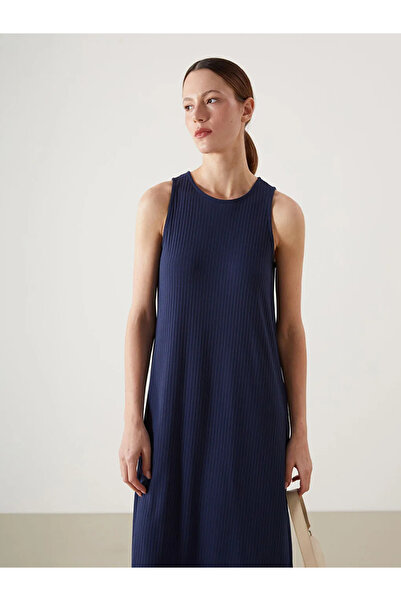 LC Waikiki Navy Blue Crew Neck Dress