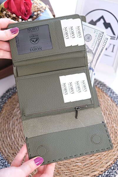 Norvi Leather Saraciye Stitched Multi-Compartment Genuine Leather Wallet Wome...