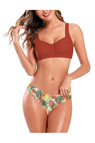 OEM Costum de baie dama, bikini cu talie joasa, design cu pliuri, doua piese,...