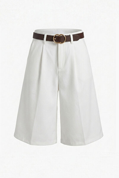 MAGARDE Pleated City Boy Belted Fabric Shorts - White