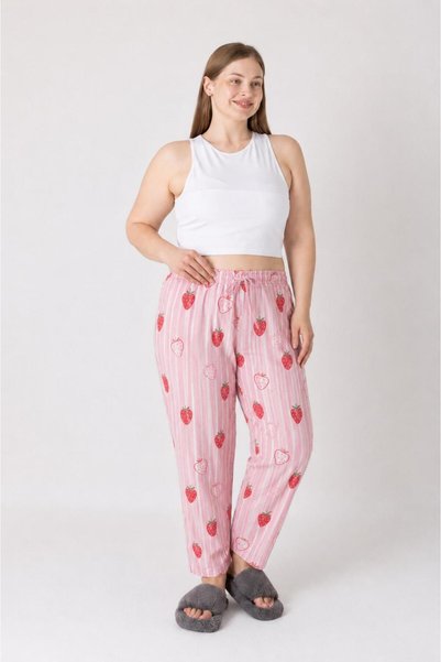 LOTTEBELLA 3-Pack Large Size Cotton Pieces Thin Breathable Fabric D Patterned Pajama Bottoms