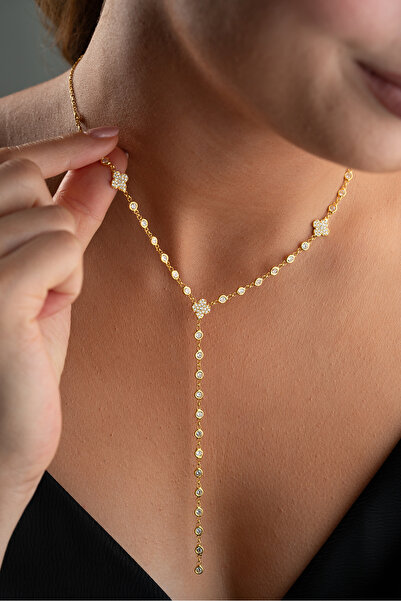 Silvano Jewelry 925 Ayar Gümüş Çiçek Model Suyolu Y Kolye