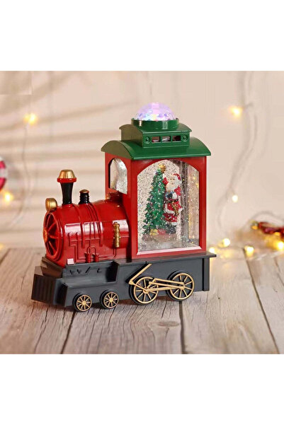 Vivendo Tren locomotiva decorativa de Craciun cu Mos Craciun, bradut, efect n...