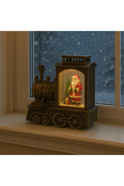Vivendo Tren Locomotiva Decorativa, Glob Craciun cu Mos Craciun, Bradut si Ni...