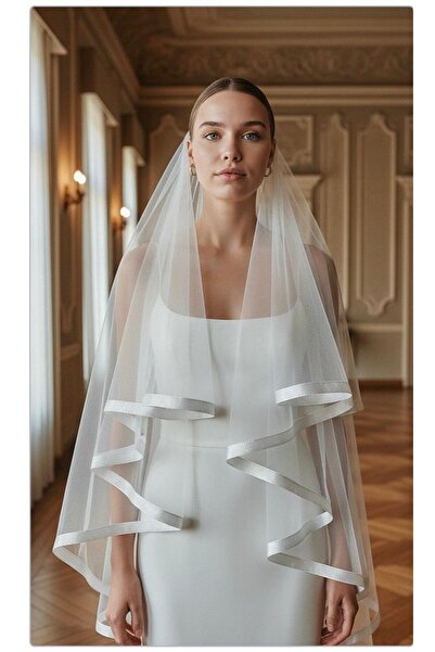 GÖKŞİN MODA Long 3-Meter Wide and 3-Meter Tall Piping Veil
