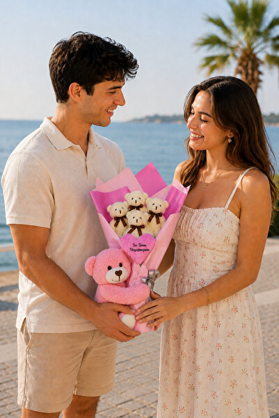 Özgüner Oyuncak Kişiye Özel Mesajlı Peluş Buket - Romantik ve Özel Hediye