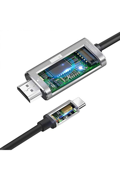 teknohediye كابل Powermaster PM-6921 بطول 2 متر من النوع C إلى HDMI بدقة 4K ف...
